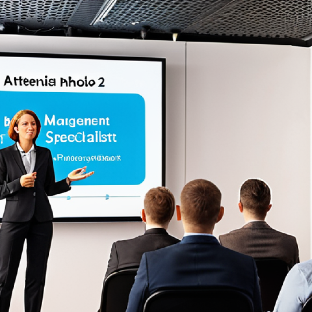 **

Prompt: *A risk management specialist giving a presentation at a business conference in Warsaw, Poland. Focus on the confident speaker and the attentive audience. Showcase the speaker's personal branding as a risk expert.*

**